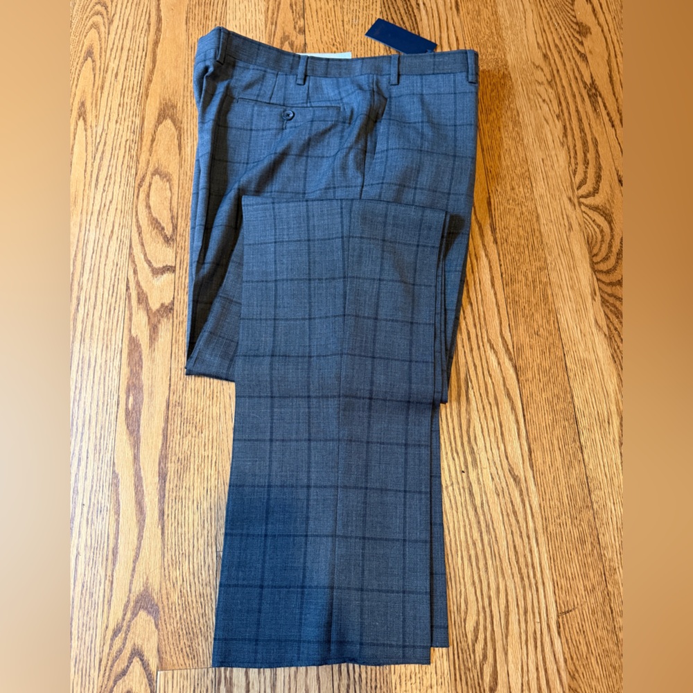 Zanella David Medium Gray Plaid Dress Pants - NWT